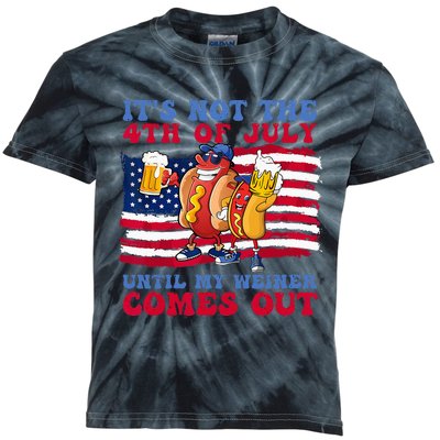 It's Not 4th Of July Until My Weiner Comes Out Funny Party Kids Tie-Dye T-Shirt