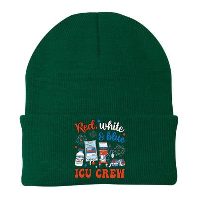 Icu Nurse 4th July Independence Day Red White Blue Icu Crew Knit Cap Winter Beanie