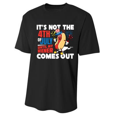 Its Not 4th Of July Until My Wiener Comes Out Funny Hotdog Performance Sprint T-Shirt