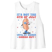 ItS Not 4th Of July Until My Weiner Comes Out Funny Hotdog Women's Racerback Cropped Tank