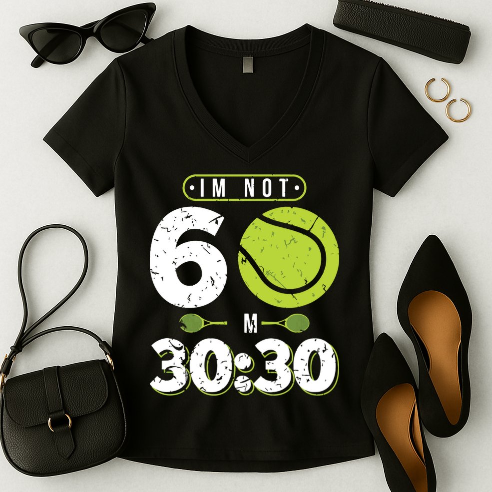 Im Not 60 Year Old Funny Tennis 60th Birthday Women's V-Neck T-Shirt