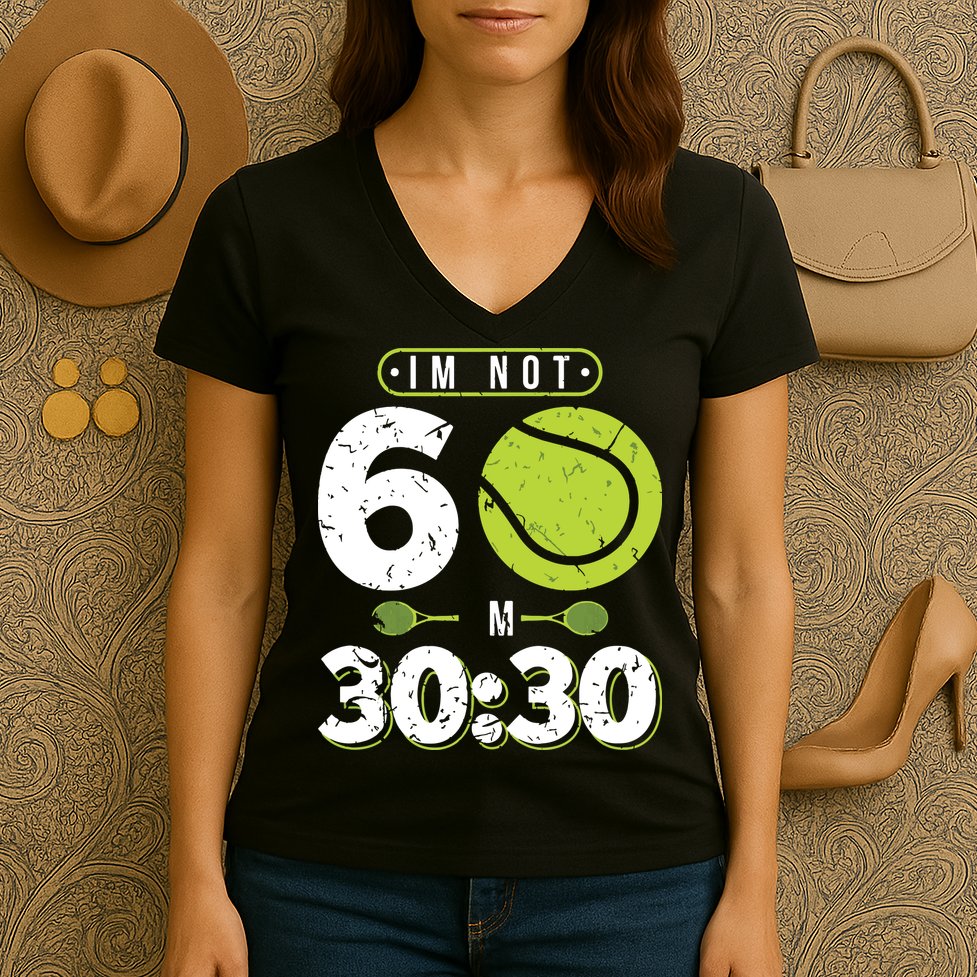 Im Not 60 Year Old Funny Tennis 60th Birthday Women's V-Neck T-Shirt