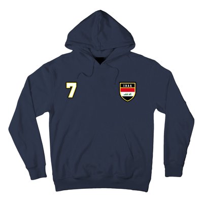 Iraq Number 7 Soccer Flag Football Seven Iraqi Hoodie