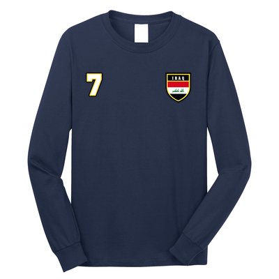 Iraq Number 7 Soccer Flag Football Seven Iraqi Long Sleeve Shirt