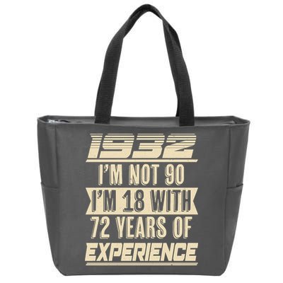 I'm Not 90 1932 Birthday Zip Tote Bag