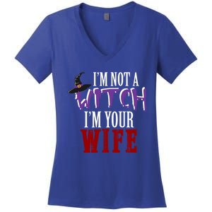 Im Not A Witch Im Your Wife Funny Matching Halloween Costume Gift Women's V-Neck T-Shirt