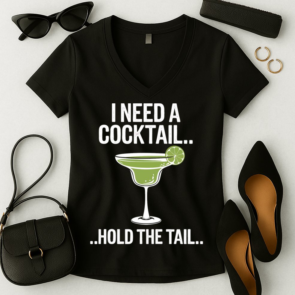 I Need A Cocktail Hold The Tail Mixed Drink Shot Alcohol Bar Women's V-Neck T-Shirt