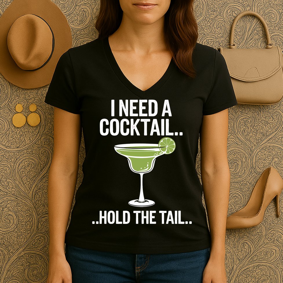 I Need A Cocktail Hold The Tail Mixed Drink Shot Alcohol Bar Women's V-Neck T-Shirt