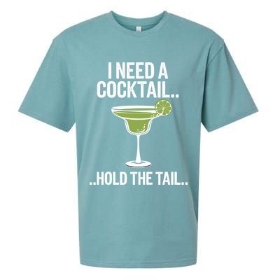 I Need A Cocktail Hold The Tail Mixed Drink Shot Alcohol Bar Sueded Cloud Jersey T-Shirt