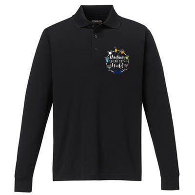 I Ng Around The World Funny Gift Performance Long Sleeve Polo