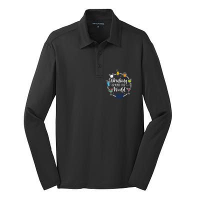 I Ng Around The World Funny Gift Silk Touch Performance Long Sleeve Polo