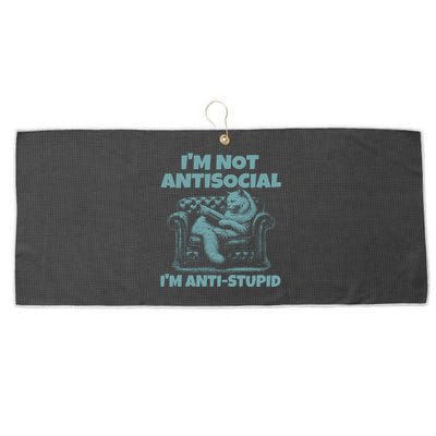 IM Not Antisocial IM Anti Stupid Green Large Microfiber Waffle Golf Towel