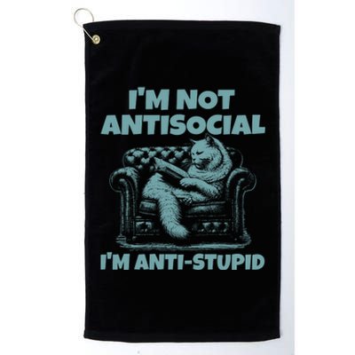 IM Not Antisocial IM Anti Stupid Green Platinum Collection Golf Towel