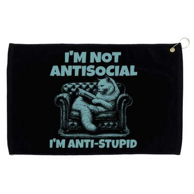 IM Not Antisocial IM Anti Stupid Green Grommeted Golf Towel