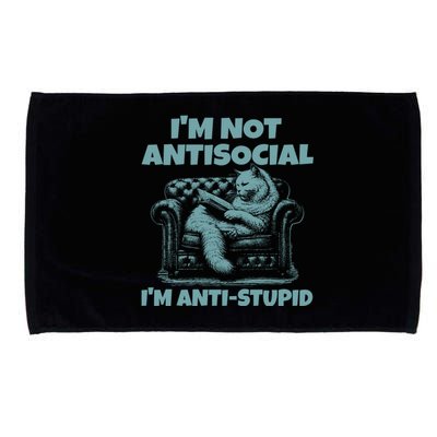 IM Not Antisocial IM Anti Stupid Green Microfiber Hand Towel