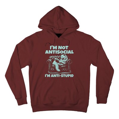 Im Not Antisocial Im Anti Stupid Funny Bored Cat Hoodie