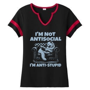 IM Not Antisocial IM Antistupid Ladies Halftime Notch Neck Tee