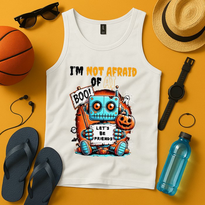 IM Not Afraid Of Ai Robot Halloween Tech Geek Spooky Tank Top