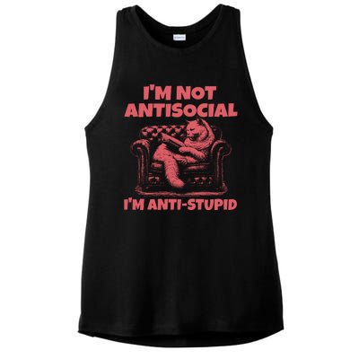 IM Not Antisocial IM Antistupid Red Ladies PosiCharge Tri-Blend Wicking Tank