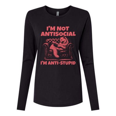 IM Not Antisocial IM Antistupid Red Womens Cotton Relaxed Long Sleeve T-Shirt