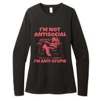 IM Not Antisocial IM Antistupid Red Womens CVC Long Sleeve Shirt