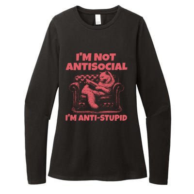 IM Not Antisocial IM Antistupid Red Womens CVC Long Sleeve Shirt