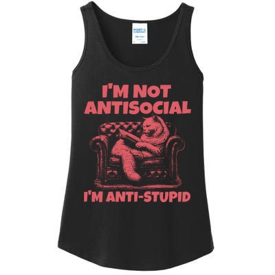 IM Not Antisocial IM Antistupid Red Ladies Essential Tank