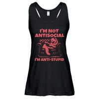 IM Not Antisocial IM Antistupid Red Ladies Essential Flowy Tank