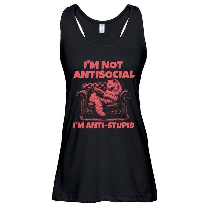 IM Not Antisocial IM Antistupid Red Ladies Essential Flowy Tank