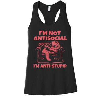 IM Not Antisocial IM Antistupid Red Women's Racerback Tank