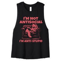 IM Not Antisocial IM Antistupid Red Women's Racerback Cropped Tank