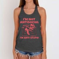 IM Not Antisocial IM Antistupid Red Women's Knotted Racerback Tank