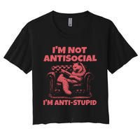 IM Not Antisocial IM Antistupid Red Women's Crop Top Tee