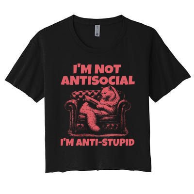 IM Not Antisocial IM Antistupid Red Women's Crop Top Tee