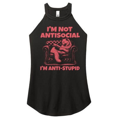 IM Not Antisocial IM Antistupid Red Women's Perfect Tri Rocker Tank