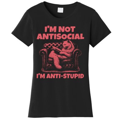 IM Not Antisocial IM Antistupid Red Women's T-Shirt