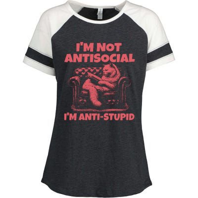 IM Not Antisocial IM Antistupid Red Enza Ladies Jersey Colorblock Tee