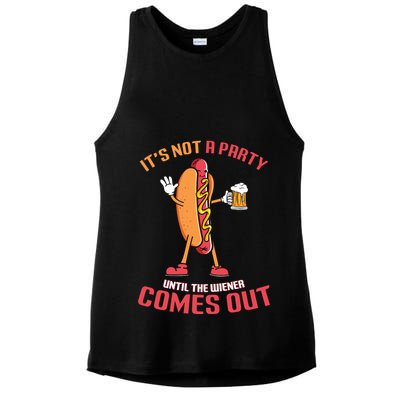 Its Not A Party Until The Wiener Comes Out Ladies PosiCharge Tri-Blend Wicking Tank