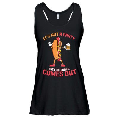 Its Not A Party Until The Wiener Comes Out Ladies Essential Flowy Tank
