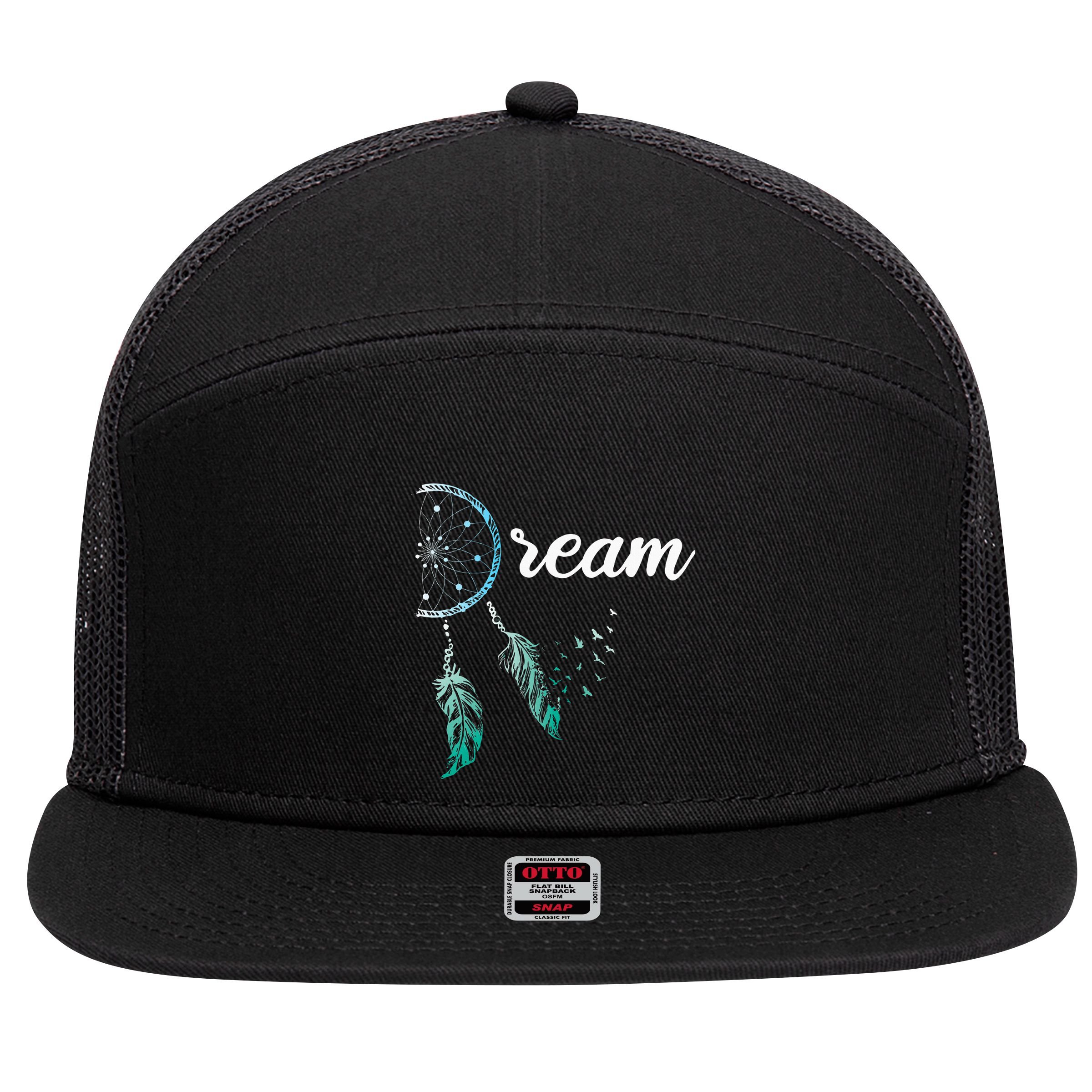 Indian Native American Dreamcatcher Boho Chic Dream Catcher 7 Panel Mesh Trucker Snapback Hat