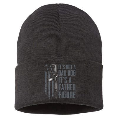 Its Not A Dad Bod Its A Father Figure Funny Gun ON BACK Sustainable Knit Beanie