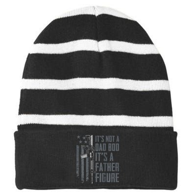 Its Not A Dad Bod Its A Father Figure Funny Gun ON BACK Striped Beanie with Solid Band