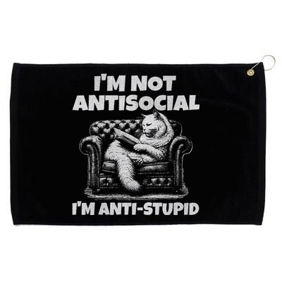 IM Not Antisocial IM Antistupid White Gr Grommeted Golf Towel