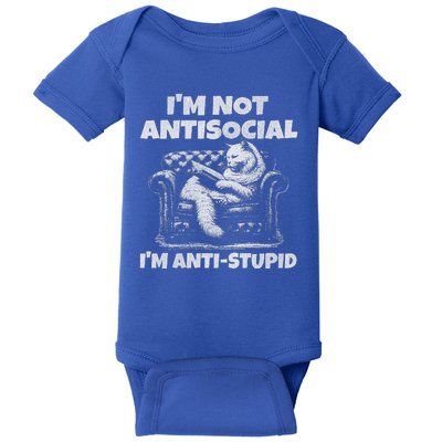 IM Not Antisocial IM Antistupid White Gr Baby Bodysuit