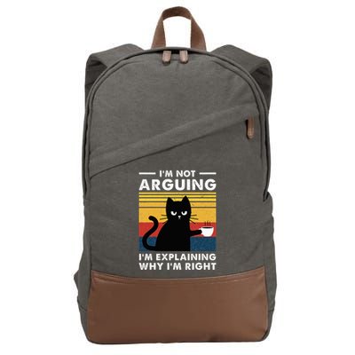 IM Not Arguing IM Just Explaining Why IM Right Funny Cat Cotton Canvas Backpack