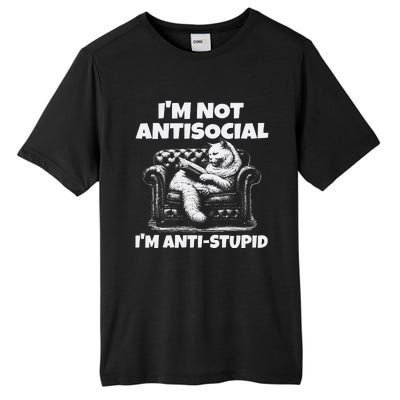 IM Not Antisocial IM Antistupid White Tall Fusion ChromaSoft Performance T-Shirt