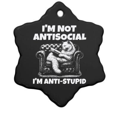 IM Not Antisocial IM Antistupid White Ceramic Star Ornament