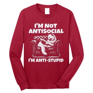 IM Not Antisocial IM Antistupid White Long Sleeve Shirt