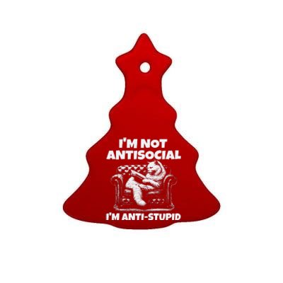 IM Not Antisocial IM Antistupid White Ceramic Tree Ornament