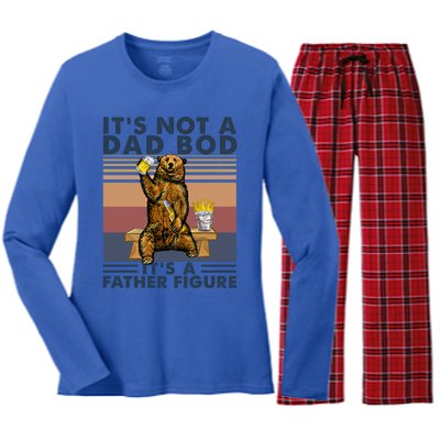 Its Not A Dad Bod Its A Father Figure Bear Ing Beer Gift Women's Long Sleeve Flannel Pajama Set 